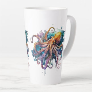 Beautiful Watercolor Octopus  Latte Mug