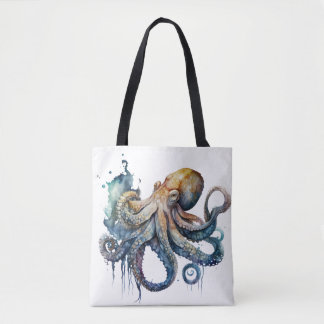 Beautiful Watercolor Octopus Tote Bag
