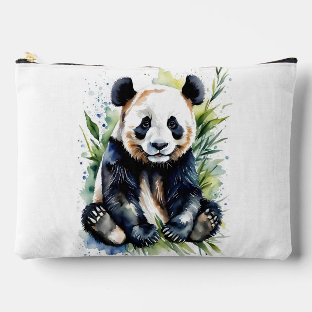 Beautiful Watercolor Panda Bear  Accessory Pouch (Front)