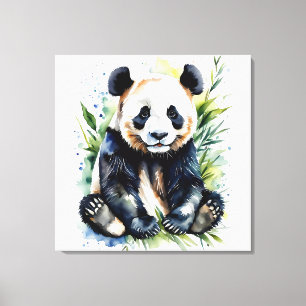 Beautiful Watercolor Panda Bear  Canvas Print