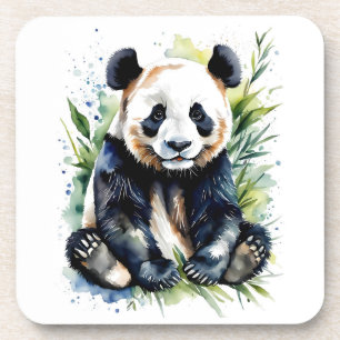Beautiful Watercolor Panda Bear  Coaster