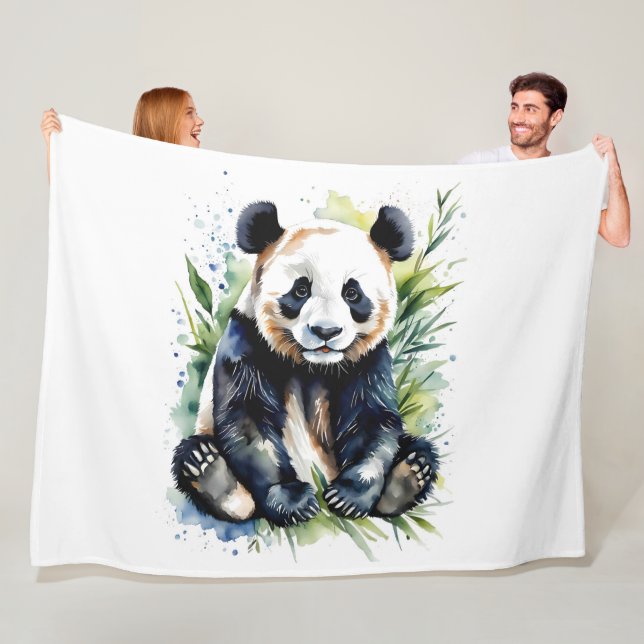 Beautiful Watercolor Panda Bear  Fleece Blanket (In Situ)