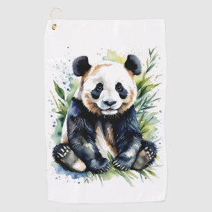 Beautiful Watercolor Panda Bear  Golf Towel