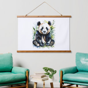 Beautiful Watercolor Panda Bear  Hanging Tapestry