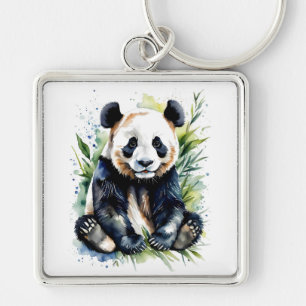 Beautiful Watercolor Panda Bear  Key Ring