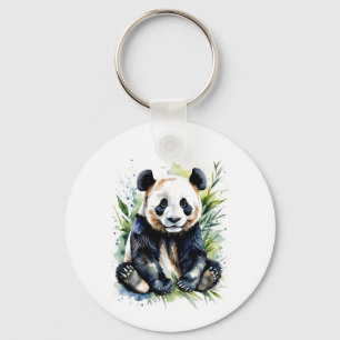 Beautiful Watercolor Panda Bear  Key Ring