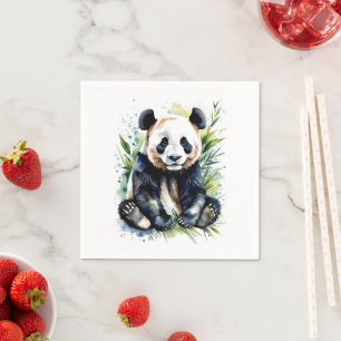 Beautiful Watercolor Panda Bear Napkin