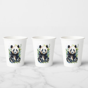 Beautiful Watercolor Panda Bear  Paper Cups