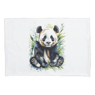 Beautiful Watercolor Panda Bear  Pillowcase