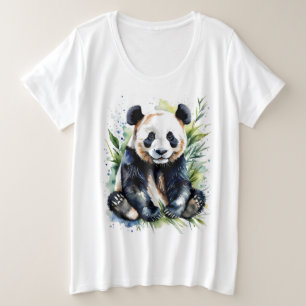 Beautiful Watercolor Panda Bear  Plus Size T-Shirt