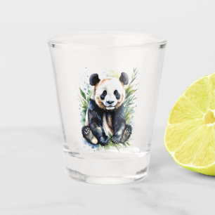 Beautiful Watercolor Panda Bear  Shot Glass