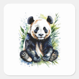 Beautiful Watercolor Panda Bear  Square Sticker