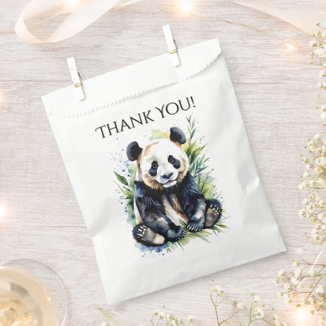 Beautiful Watercolor Panda Bear Thank You Favour Bags (Clipped)