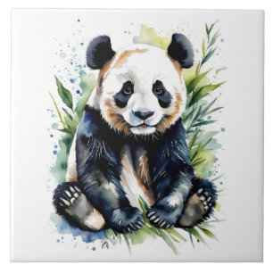 Beautiful Watercolor Panda Bear Tile