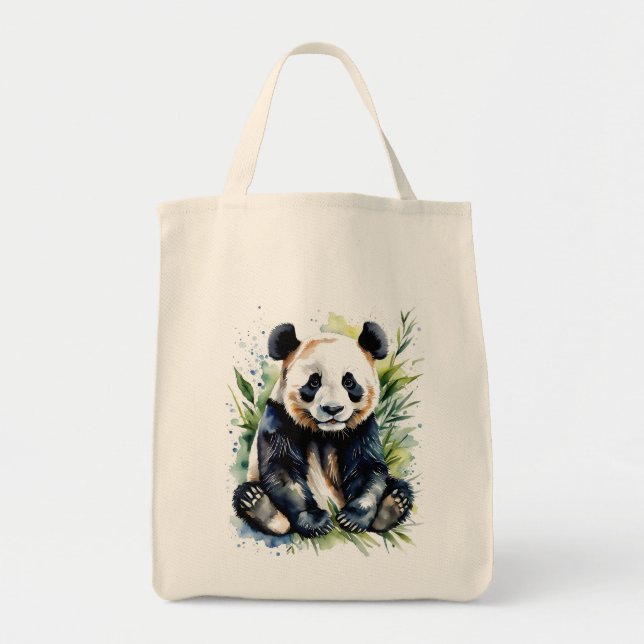 Beautiful Watercolor Panda Bear  Tote Bag (Front)