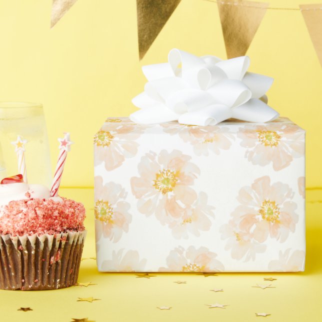 Beautiful watercolor peony flowers wrapping paper (Birthday Party)