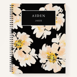 Beautiful watercolor peony personalised design notebook