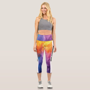 Beautiful Watercolor PERSONALIZE Capri Leggings