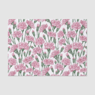 Beautiful Watercolor Pink Carnation Flowers Tissue Paper