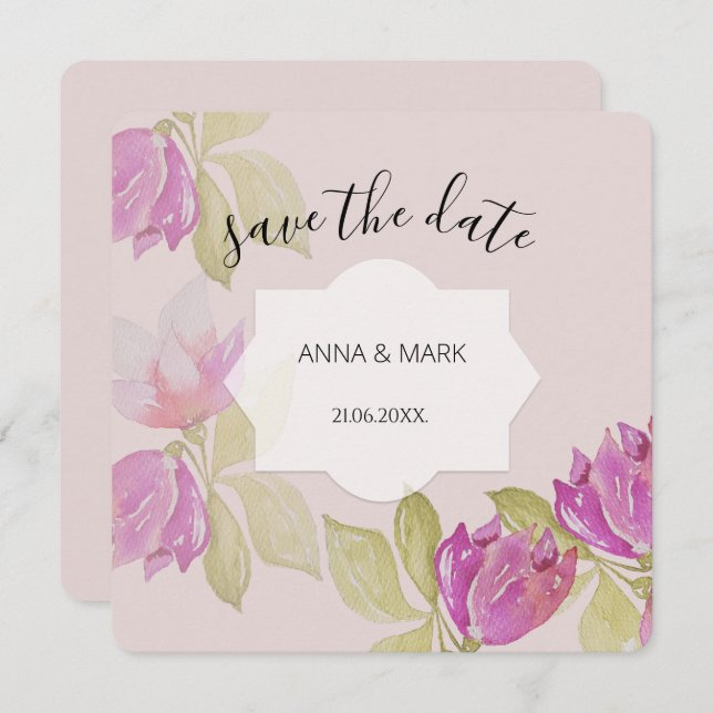 Beautiful Watercolor Pink Flowers Hand-painted (Front/Back)