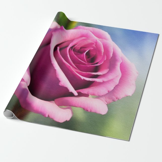 Beautiful Watercolor Pink Rose Modern Collection Wrapping Paper (Unrolled)