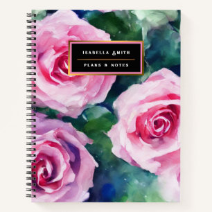 Beautiful Watercolor Pink Rose Popular Collection Notebook