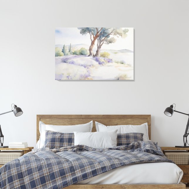 Beautiful Watercolor Provence Landscape  Canvas Print (Insitu(Bedroom))