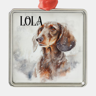 BEAUTIFUL WATERCOLOR RED DACHSHUND DOG METAL TREE DECORATION