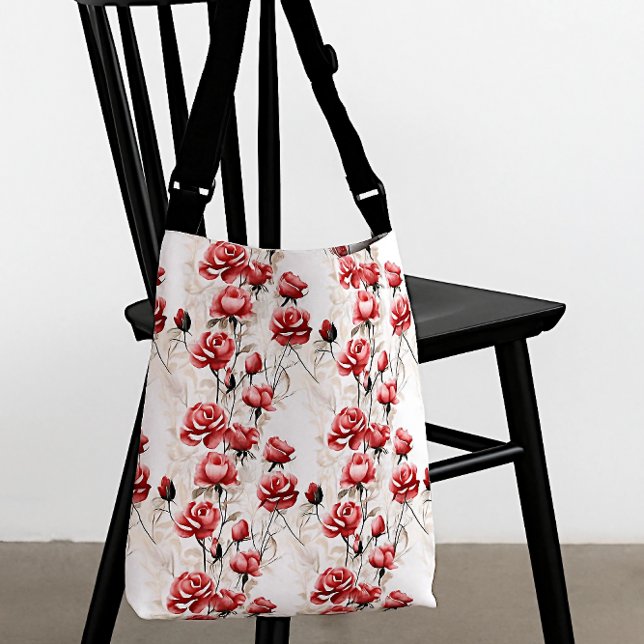 Beautiful watercolor red roses crossbody bag (Creator Uploaded)