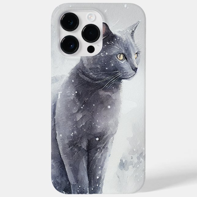 BEAUTIFUL WATERCOLOR RUSSIAN BLUE CAT Case-Mate iPhone CASE (Back)