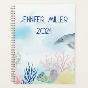 Beautiful watercolor sea life planner