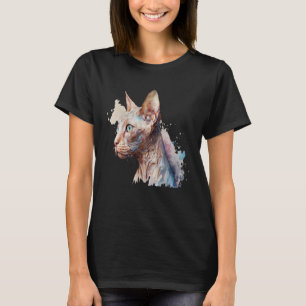 Beautiful Watercolor Sphynx cat Portrait T-Shirt