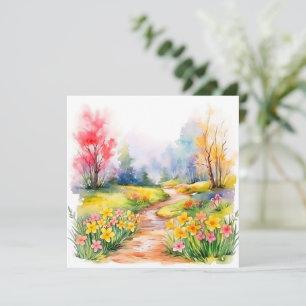 Beautiful Watercolor Spring Flowers Card
