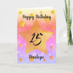 Beautiful Watercolor Stars 15th Birthday Card<br><div class="desc">A pretty watercolor 15th birthday card that features an array of yellow gold stars on the front with a pretty array of colours on the background. Please see all photos. This personalised 15th birthday card for daughter,  niece,  granddaughter and more would make a wonderful card keepsake for her.</div>