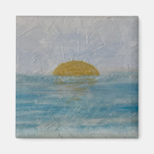 Beautiful Watercolor Sun and Water Square Magnet