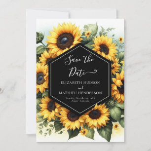 Beautiful Watercolor Sunflower Wedding Save The Date