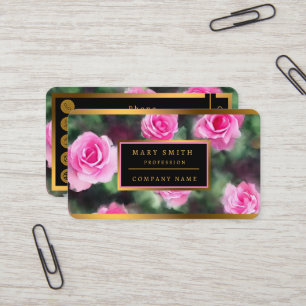 Beautiful Watercolor Trendy Pink Roses Collection Business Card