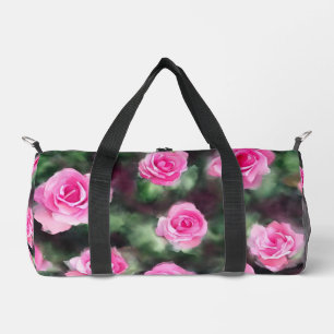 Beautiful Watercolor Trendy Pink Roses Collection Duffle Bag