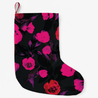 Beautiful watercolor tulip flowers seamless patter small christmas stocking