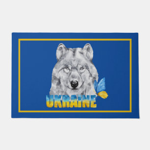 Beautiful Watercolor Ukraine Wolf and Butterfly Doormat