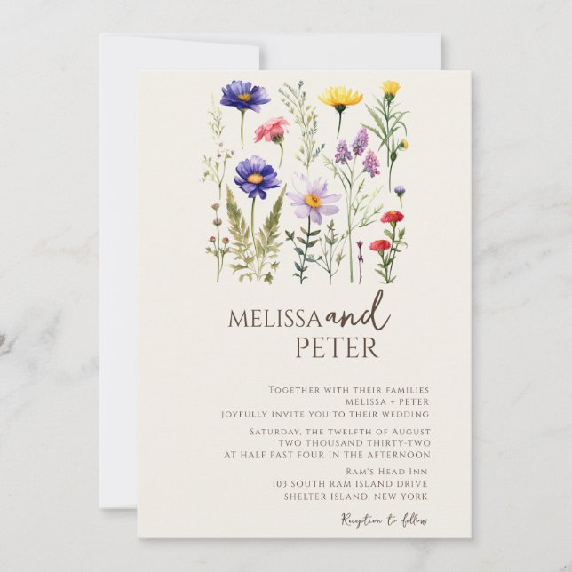 Beautiful Watercolor Wildflower Botanica Photo Invitation (Front)