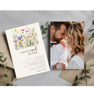 Beautiful Watercolor Wildflower Botanica Photo Invitation