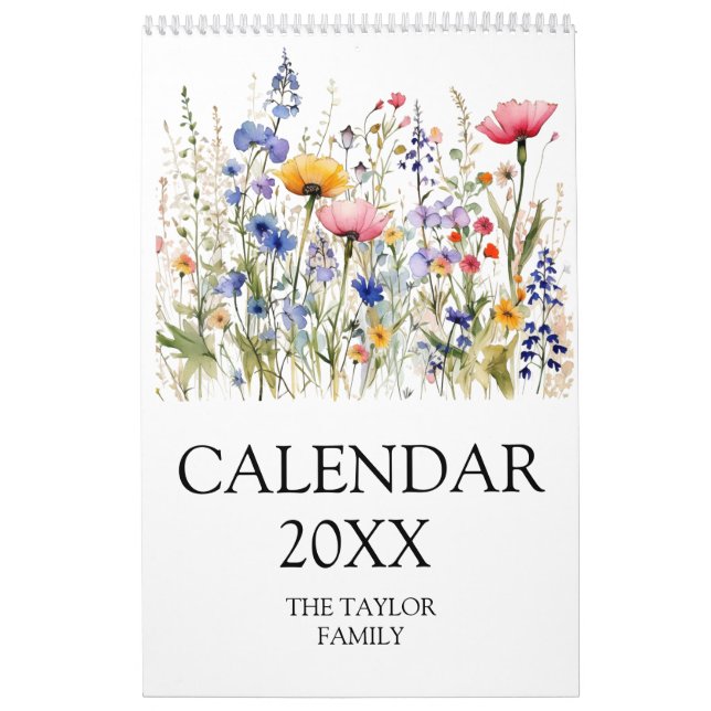 Beautiful Watercolor Wildflower Botanical Garden Calendar (Cover)