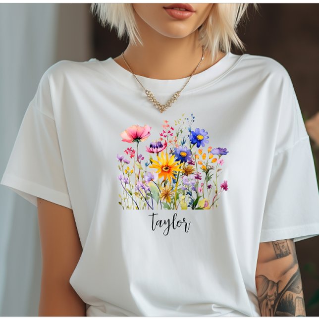 Beautiful Watercolor Wildflower Botanical Garden T-Shirt (Creator Uploaded)