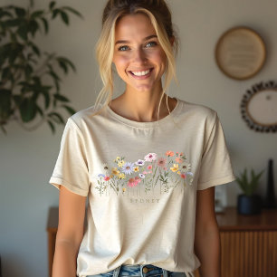 Beautiful Watercolor Wildflower Botanical Garden Tri-Blend Shirt