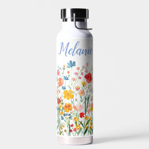 Beautiful Watercolor Wildflower Garden Water Bottle