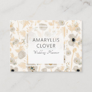 Beautiful Watercolor Yellow Grey Poppies Floral Business Card