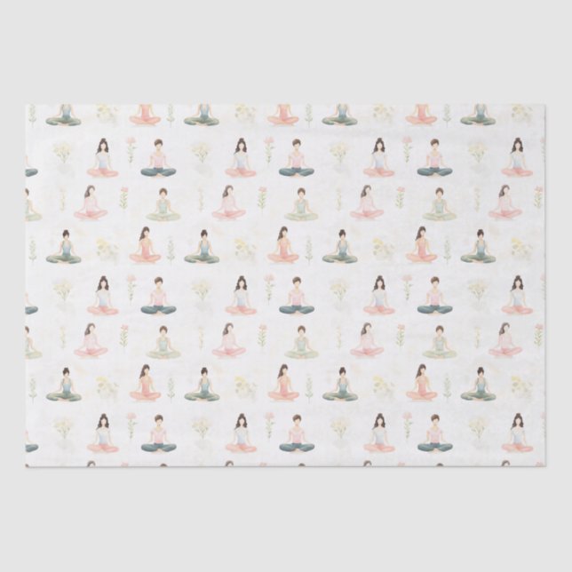 Beautiful Watercolor Yoga Girls Meditating Nature Tissue Paper (Front)
