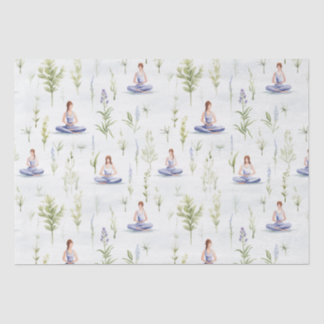 Beautiful Watercolor Yoga Girls Meditating Nature Tissue Paper