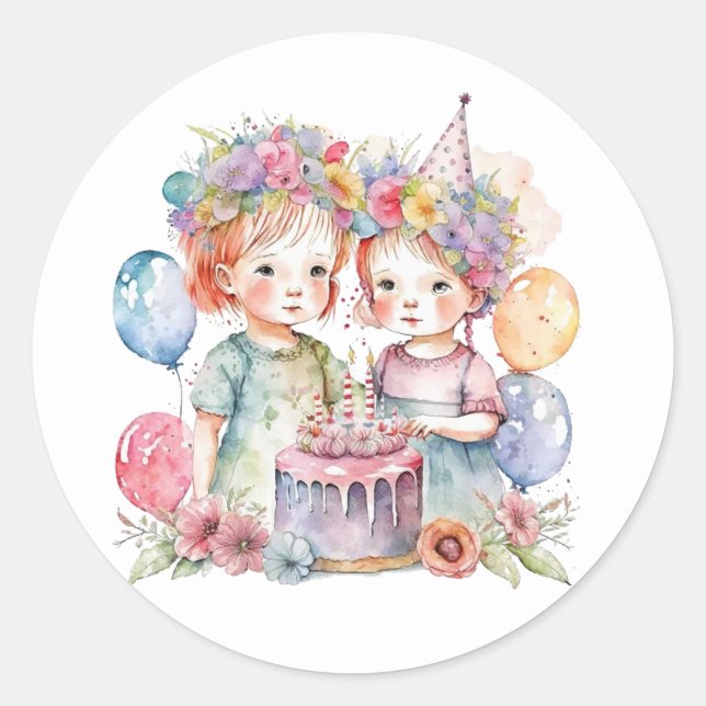 Beautiful watercolour Birthday Stickers (Front)